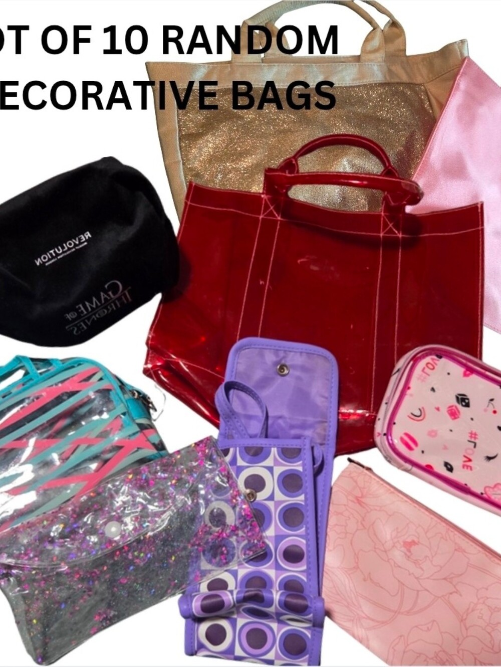 Lot of 10 Women’s Decorative Bags — Mixed Sizes & Colors